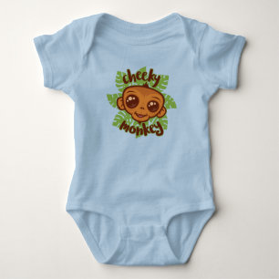 Cheeky Monkey Cute Cartoon Primate Drawing Baby Bodysuit