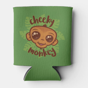 Cheeky Monkey Cute Cartoon Primate Drawing Can Cooler