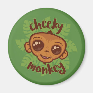Cheeky Monkey Cute Cartoon Primate Drawing Magnet