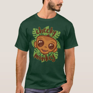 Cheeky Monkey Cute Cartoon Primate Drawing T-Shirt