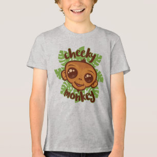 Cheeky Monkey Cute Cartoon Primate Drawing Tri-Blend Shirt