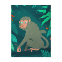 Cheeky Monkey in a Tree Postcard