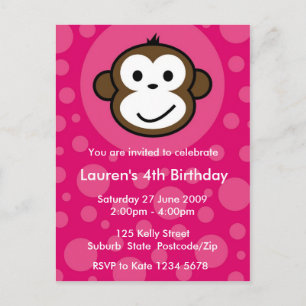 Cheeky Monkey Invitation [pink] Postcard