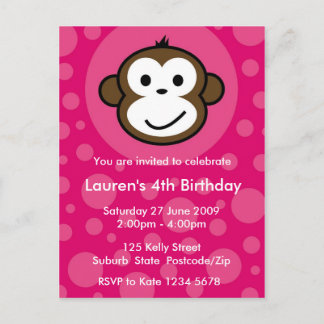 Cheeky Monkey Invitation [pink] Postcard
