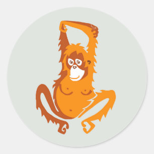 Cheeky monkey -  ORANGUTAN -Ape -Wildlife - Classic Round Sticker