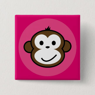Cheeky Monkey [pink+hot pink] 15 Cm Square Badge