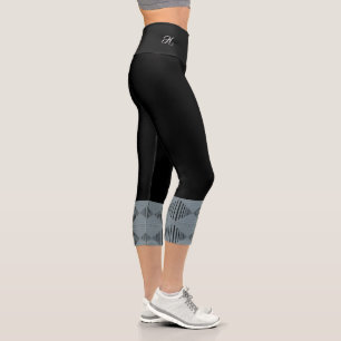 Cheeky Monogram Argyle Blue Capri Leggings