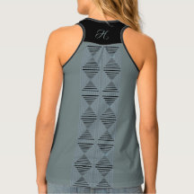  Cheeky Monogram Modern Argyle Blue Tank Top