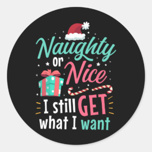 Cheeky Or Beautiful List Christmas Stocking Stuffe Classic Round Sticker