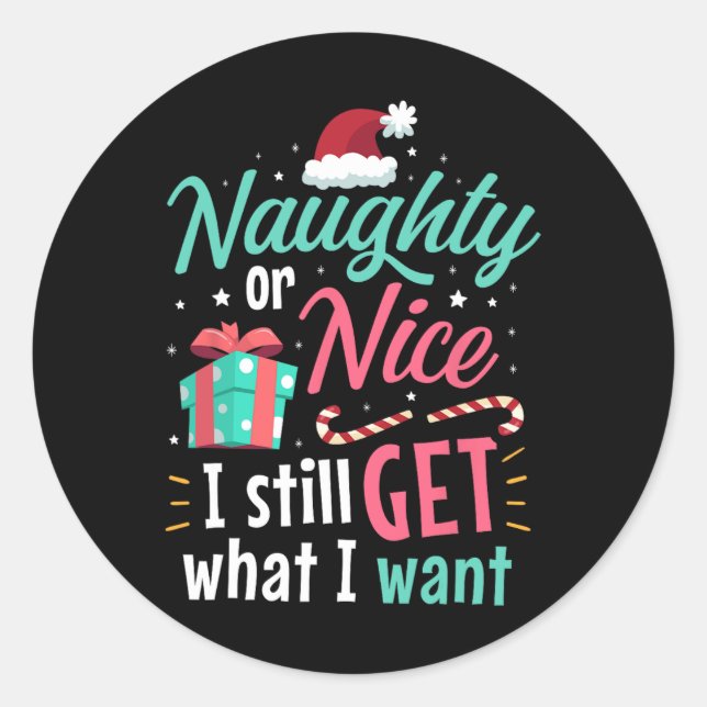 Cheeky Or Beautiful List Christmas Stocking Stuffe Classic Round Sticker (Front)