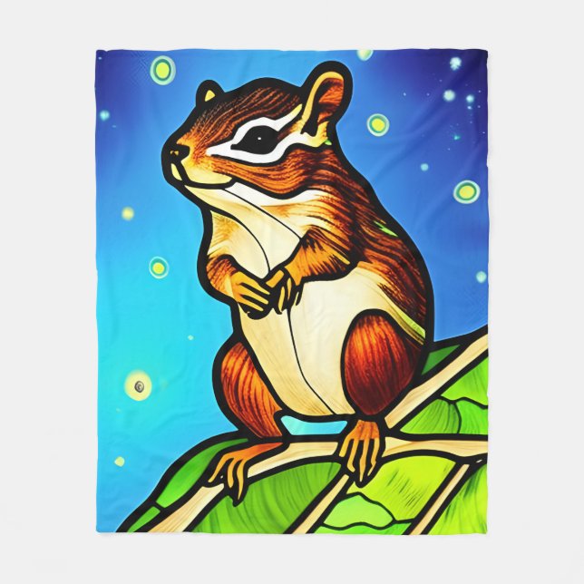 Cheeky, Playful Chipmunk Pal Fleece Blanket (Front)