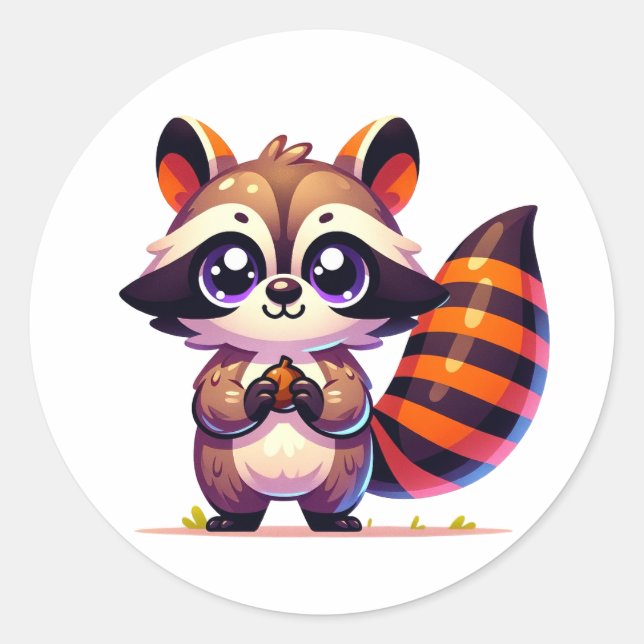 Cheeky Racoon Capers: Colourful Sticker Design (Front)