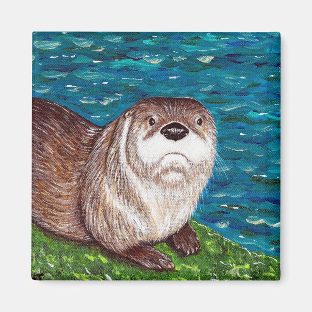Cheeky River Otter painting Magnet (Front)