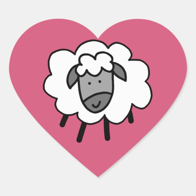 Cheeky Sheep Heart Sticker (Front)