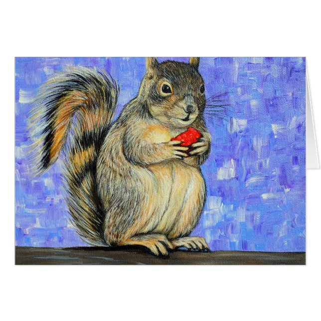 Cheeky Squirrel Painting Greeting Card (Front Horizontal)