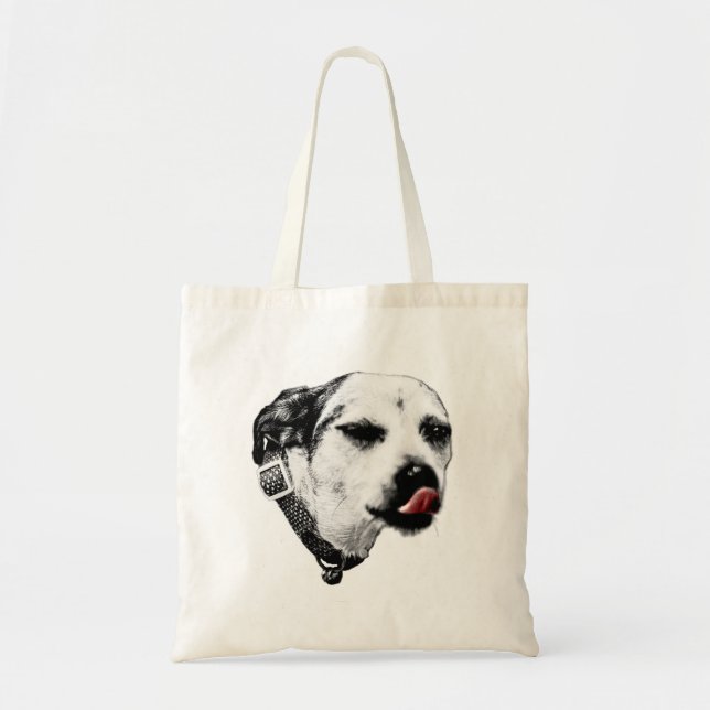 Cheeky Terrier Tote – Red Tongue Expression Bag (Front)