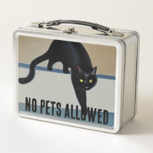 Cheeky Whimsical Black Cat  Metal Lunch Box
