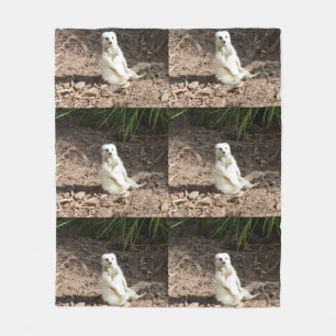 Cheeky White Meerkat Medium Fleece Blanket. Blanket