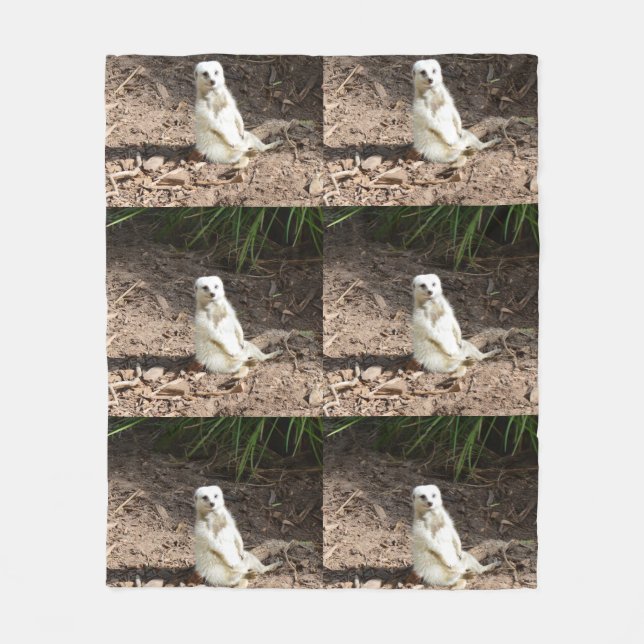Cheeky White Meerkat Medium Fleece Blanket. Blanket (Front)