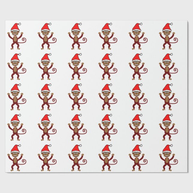 Cheeky Xmas Monkey Wrapping Paper (Flat)