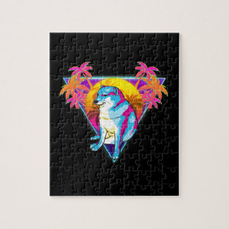 Cheems Dog Funny Shiba Inu Dank Meme 80s Vaporwave Jigsaw Puzzle