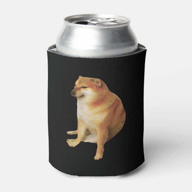 Cheems Meme Double Sided Black Can Cooler (Can Front)