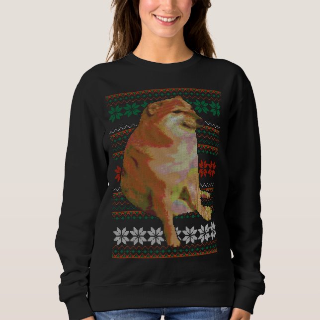 Cheems Ugly Christmas Sweater Doge Meme Design (Front)