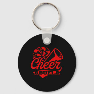 Cheer Abuela Biggest Fan Black And Red Pom Pom Key Ring