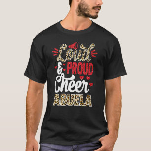 Cheer Abuela Biggest Fan Leopard Print And Pom Pom T-Shirt