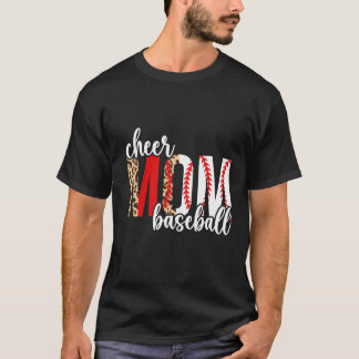 Cheer And Baseball Mum Leopard Baseball & Cheerlea T-Shirt