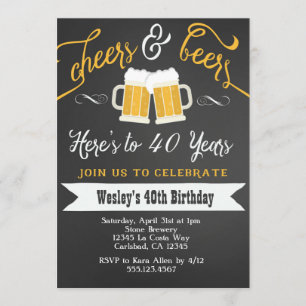 Cheer and Beers 40th Birthday Party Invitation