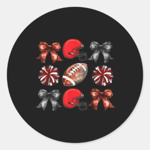 Cheer And Football Game Day Red Team Football Mum Classic Round Sticker