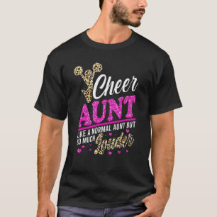 Cheer Aunt Biggest Fan Leopard Print And Pom Pom T-Shirt