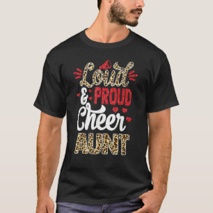 Cheer Aunt Biggest Fan Leopard Print And Pom Pom T-Shirt