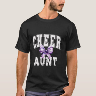 Cheer AUNT Coquette Purple Bow Cheerleader T-Shirt