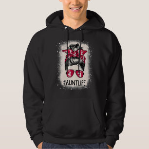 Cheer Aunt Life Messy Bun Cheerleader Bleached Mot Hoodie