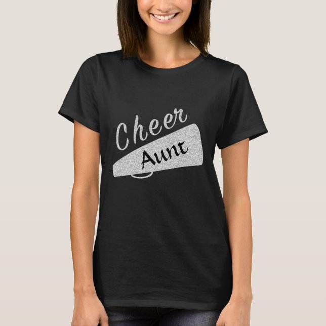 Cheer Aunt Proud Cheerleader Glitter T-Shirt (Front)