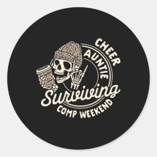 Cheer Auntie Coffee Lover Skeleton Surviving Comp Classic Round Sticker