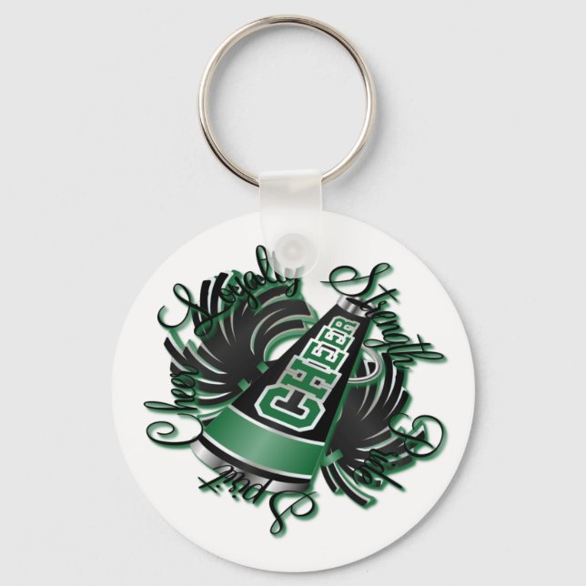 Cheer Black and Green Qualities Key Ring (Front)