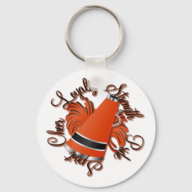 Cheer Black and OrangeQualities Key Ring (Front)