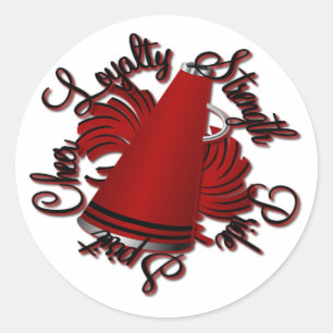 Cheer Black and Red Qualities Classic Round Sticker