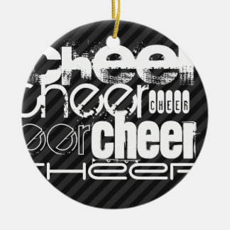 Cheer; Black & Dark Grey Stripes Ceramic Tree Decoration