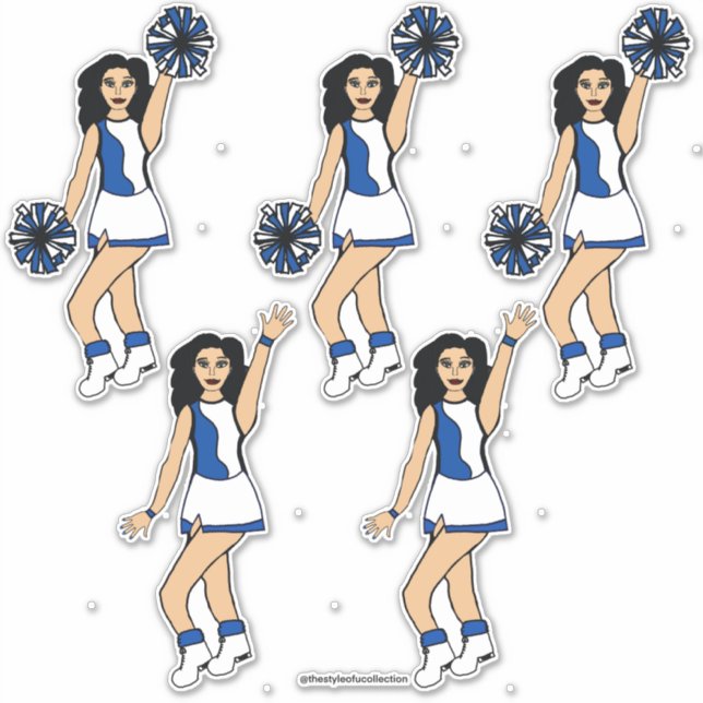 Cheer Blue 14" x 14" Custom-Cut Vinyl Stickers #2 (Front)