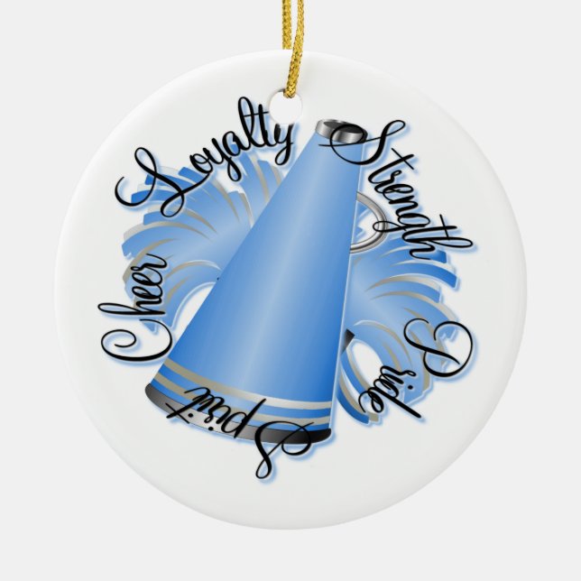 Cheer Blue and White Doubled-Sided Ornament (Front)