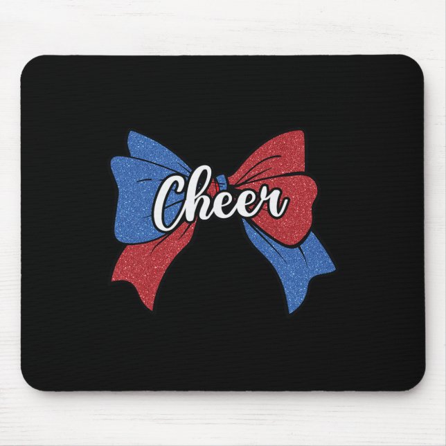 Cheer Bow Blue Red Funny Sport Cheerleader Cheerle Mouse Mat (Front)