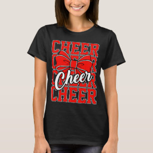 Cheer Bow Sport Cheerleader Cheerleading Red Women T-Shirt