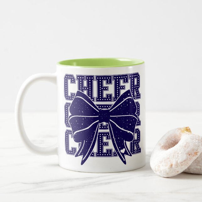 Cheer Bow  Two-Tone Coffee Mug (With Donut)