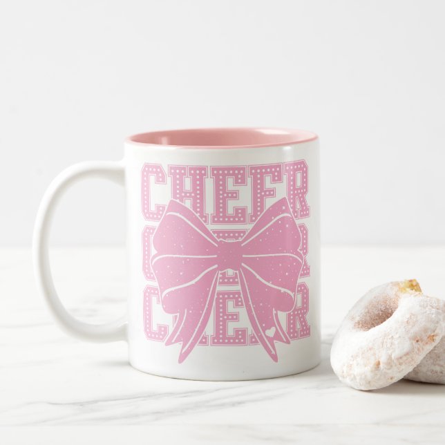 Cheer Bow  Two-Tone Coffee Mug (With Donut)
