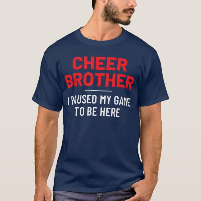 Cheer Bro Red Paused Game Cheerleader Brother vint T-Shirt (Front)