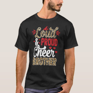 Cheer Brother Biggest Fan Leopard Print And Pom Po T-Shirt